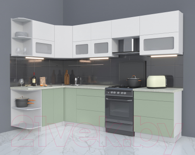 Готовая кухня Интерлиния Мила Матте 1.5x2.9 Б левая