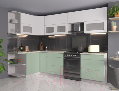 Готовая кухня Интерлиния Мила Матте 1.5x2.9 Б левая