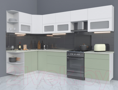 Готовая кухня Интерлиния Мила Матте 1.5x3.1 Б левая