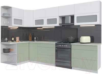 Готовая кухня Интерлиния Мила Матте 1.5x3.2 Б левая - фото