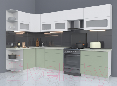 Готовая кухня Интерлиния Мила Матте 1.5x3.2 Б левая