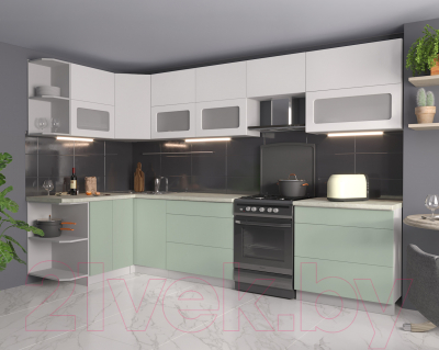 Готовая кухня Интерлиния Мила Матте 1.5x3.2 Б левая