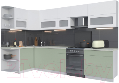 Готовая кухня Интерлиния Мила Матте 1.5x3.3 Б левая - фото