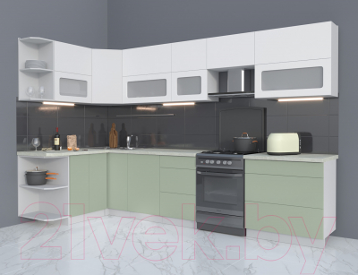 Готовая кухня Интерлиния Мила Матте 1.5x3.3 Б левая