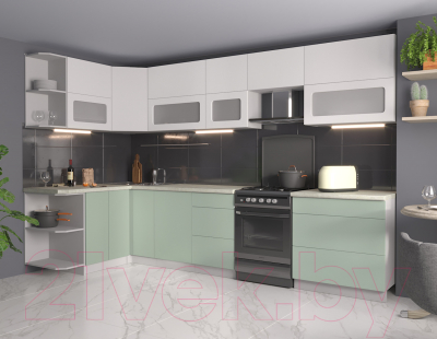 Готовая кухня Интерлиния Мила Матте 1.5x3.3 Б левая