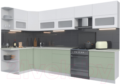 Готовая кухня Интерлиния Мила Матте 1.5x3.4 Б левая - фото