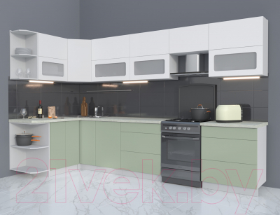 Готовая кухня Интерлиния Мила Матте 1.5x3.4 Б левая