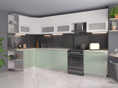 Готовая кухня Интерлиния Мила Матте 1.5x3.4 Б левая