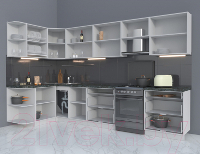 Готовая кухня Интерлиния Мила Матте 1.5x3.4 Б левая