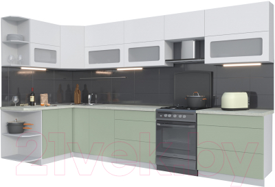 Готовая кухня Интерлиния Мила Матте 1.5x3.5 Б левая - фото