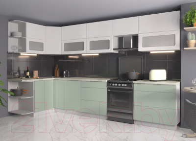 Готовая кухня Интерлиния Мила Матте 1.5x3.5 Б левая