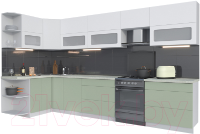 Готовая кухня Интерлиния Мила Матте 1.5x3.6 Б левая - фото