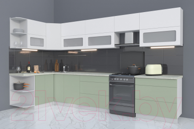 Готовая кухня Интерлиния Мила Матте 1.5x3.6 Б левая