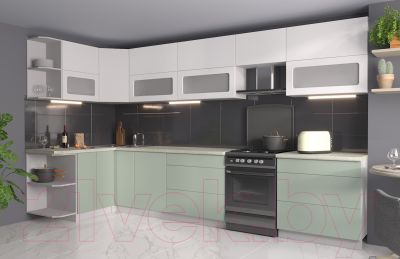 Готовая кухня Интерлиния Мила Матте 1.5x3.6 Б левая