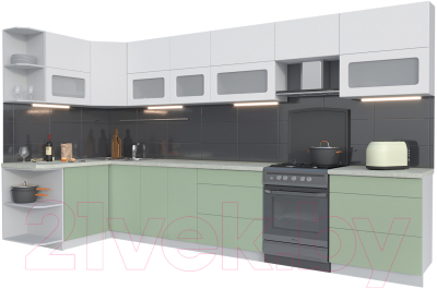 Готовая кухня Интерлиния Мила Матте 1.5x3.7 Б левая - фото