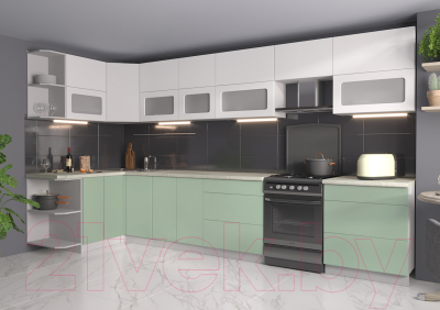 Готовая кухня Интерлиния Мила Матте 1.5x3.7 Б левая