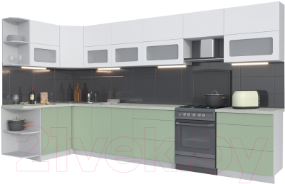 Готовая кухня Интерлиния Мила Матте 1.5x3.8 Б левая - фото