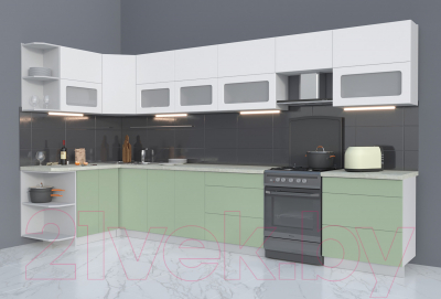 Готовая кухня Интерлиния Мила Матте 1.5x3.8 Б левая