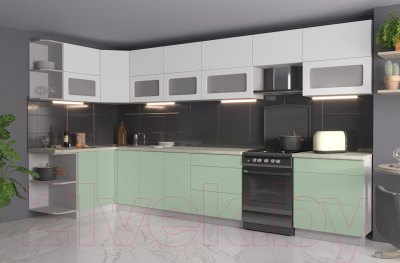 Готовая кухня Интерлиния Мила Матте 1.5x3.8 Б левая