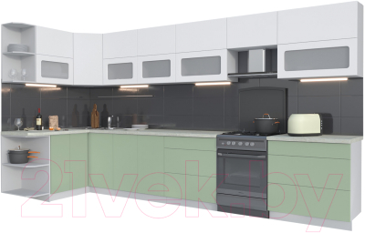 Готовая кухня Интерлиния Мила Матте 1.5x3.9 Б левая - фото