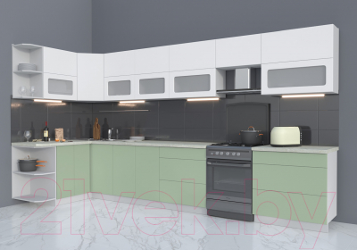 Готовая кухня Интерлиния Мила Матте 1.5x3.9 Б левая