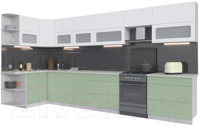 Готовая кухня Интерлиния Мила Матте 1.5x4.0 Б левая - фото
