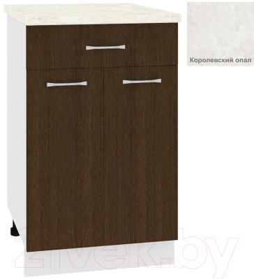 Шкаф-стол кухонный Кортекс-мебель Корнелия Лира НШ50р1ш (венге/королевский опал) - фото