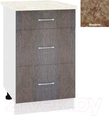 Шкаф-стол кухонный Кортекс-мебель Корнелия Лира НШ50р3ш - фото