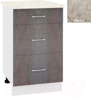 Шкаф-стол кухонный Кортекс-мебель Корнелия Лира НШ50р3ш - фото