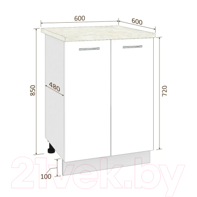 Шкаф-стол кухонный Кортекс-мебель Корнелия Лира НШ60р (береза/марсель)