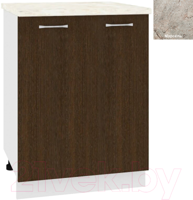 Шкаф-стол кухонный Кортекс-мебель Корнелия Лира НШ60р (венге/марсель) - фото
