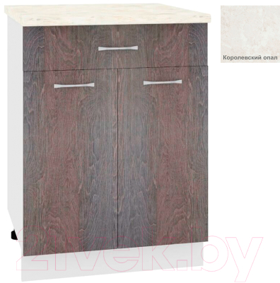Шкаф-стол кухонный Кортекс-мебель Корнелия Лира НШ60р1ш (береза/королевский опал) - фото