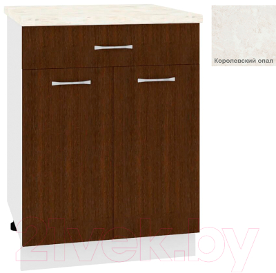 Шкаф-стол кухонный Кортекс-мебель Корнелия Лира НШ60р1ш (венге/королевский опал) - фото
