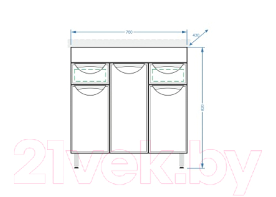 Тумба под умывальник Vako Ника Coma 80-3ф / 4603732062191