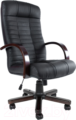 Кресло офисное Деловая обстановка Атлант Экстра кожа (орех/черный) - фото