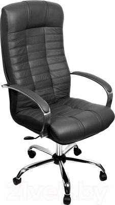 Кресло офисное Деловая обстановка Атлант Хром СХН кожа (черный) - фото