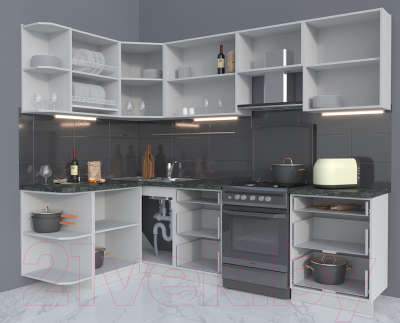 Готовая кухня Интерлиния Мила Матте 1.5x2.6 Б левая