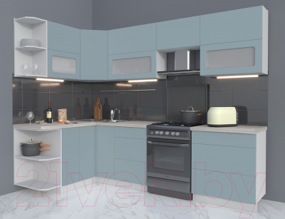 Готовая кухня Интерлиния Мила Матте 1.5x2.7 Б левая