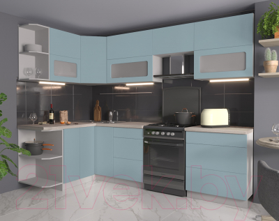 Готовая кухня Интерлиния Мила Матте 1.5x2.7 Б левая