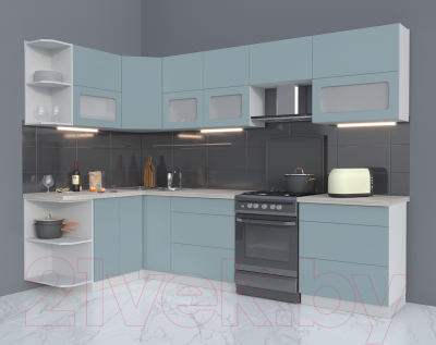 Готовая кухня Интерлиния Мила Матте 1.5x2.9 Б левая