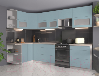 Готовая кухня Интерлиния Мила Матте 1.5x3.0 Б левая