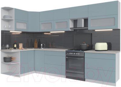 Готовая кухня Интерлиния Мила Матте 1.5x3.2 Б левая - фото