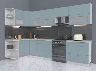 Готовая кухня Интерлиния Мила Матте 1.5x3.2 Б левая