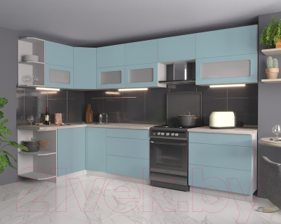 Готовая кухня Интерлиния Мила Матте 1.5x3.2 Б левая