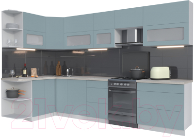Готовая кухня Интерлиния Мила Матте 1.5x3.3 Б левая - фото
