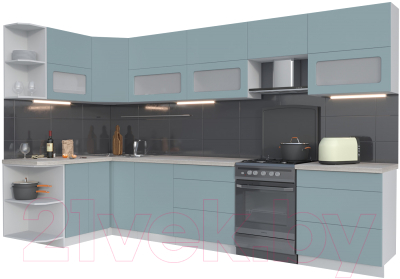 Готовая кухня Интерлиния Мила Матте 1.5x3.4 Б левая - фото