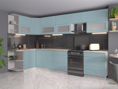 Готовая кухня Интерлиния Мила Матте 1.5x3.4 Б левая