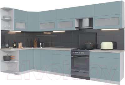 Готовая кухня Интерлиния Мила Матте 1.5x3.5 Б левая - фото