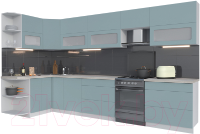 Готовая кухня Интерлиния Мила Матте 1.5x3.6 Б левая - фото