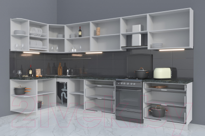 Готовая кухня Интерлиния Мила Матте 1.5x3.6 Б левая